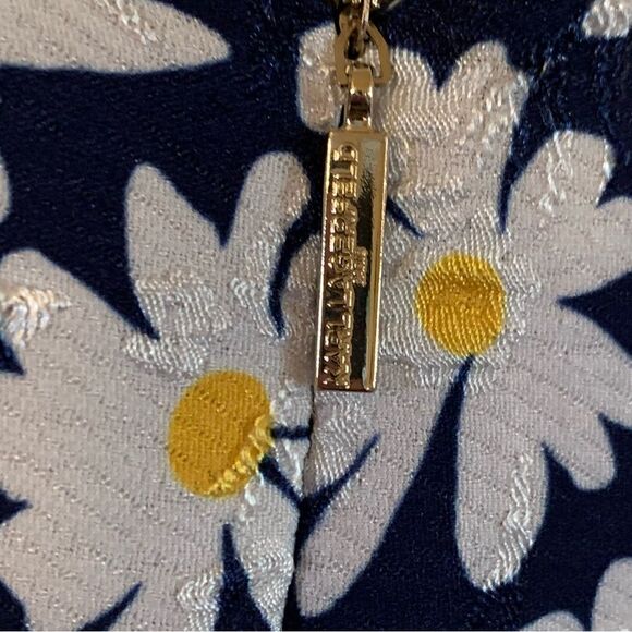 Karl Lagerfeld Paris Dress Blue Yellow Floral Lined Bottom Ruffles Sz 2 see pics - Picture 6 of 7